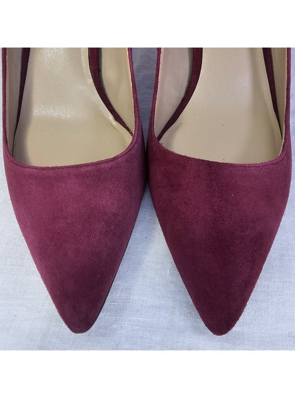 Ann Taylor Eryn Suede Pump 2.75” Kitten Heel Pointed Toe Scarpin 8.5 Plum Rose - Picture 4 of 13